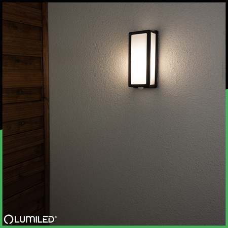 Wandleuchte Außen E27, Garten-Wandleuchte mit Bewegungsmelder rechteckig DOMLO LUMILED