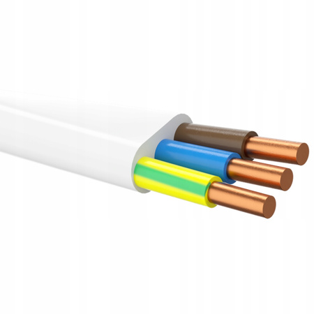 Kabel YDYp żo 450/750V 3x1,5mm Weiß 1m ELEKTROKABEL