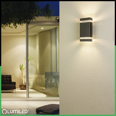 Wandleuchte Außen GU10, Garten-Wandleuchte nach oben und unten Schwarz HEDRA LUMILED