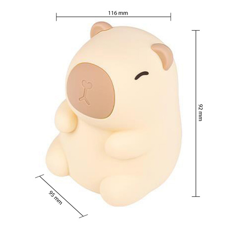 LED Kinder Dekorative Capybara Nachtlicht 2.5W 18lm 3000K Warm RGB 360° Braun Masterled