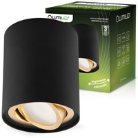 Aufputz HALOGEN Spot Tuba Movable AMAT-M GU10 Rund Schwarz-Gold 84mm LUMILED