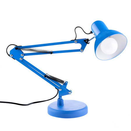 Schreibtischlampe E27, Zeichentisch-Schreibtischlampe mit Tischklemme Blau TOBI LUMILED