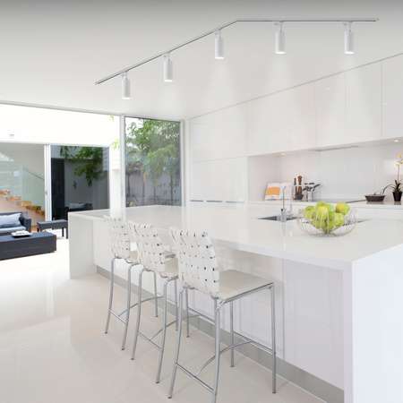 1m Stromschiene + 2x Schieneinstrahler GU10 Weiß RITI LUMILED