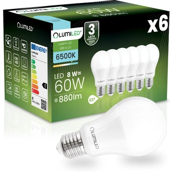 6x LED-Lampe E27 A60 8W = 60W 880lm 6500K kaltweiß 260° LUMILED
