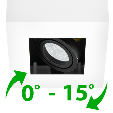 Halogen-Aufbauleuchte GU10, Aufbauspot beweglich Quadrat Weiß AURI LUMILED