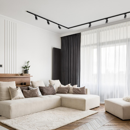 Stromschienen-Kit 1-Phasen-Schiene + 6x GU10 Reflektor Schwarz PARIS Sanico Goldlux