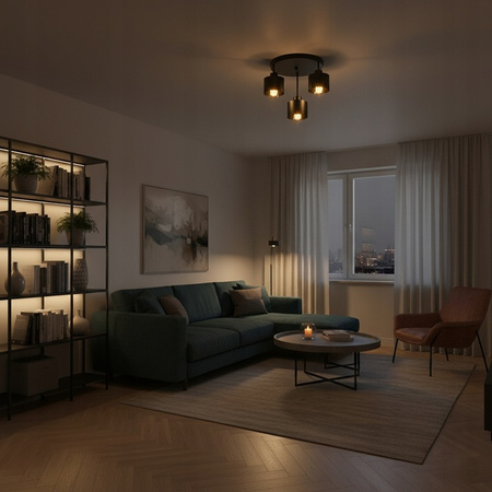 Wandsteckdose E27 Aufbaulampe Rund Schwarz Elza Masterled