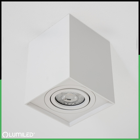 Halogen-Aufbauleuchte GU10, Aufbauspot 115mm beweglich Quadrat Weiß AMAT-L LUMILED