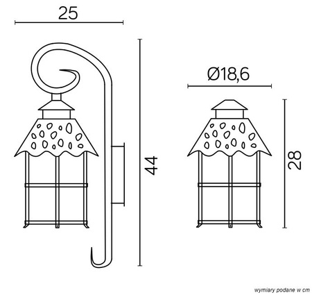 Außengarten-Fassadenleuchte LED-WANDLAMPE Toledo K 3012/1/R E27 Su-Ma