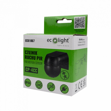 PIR-Bewegungs- und Dämmerungssensor IP44 Aufbaumontage Schwarz 12m 180° CP Ecolight