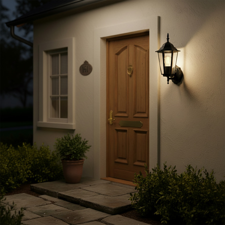 Wandleuchte Außen E27, Hängende Gartenlaterne Schwarz BELLIS LUMILED