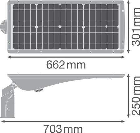 Solar-Straßenleuchte LED dimmbare Straßenleuchte 20W 3600lm 3000K IP65 Grau mit Bewegungssensor Straßenleuchte Solar Ledvance