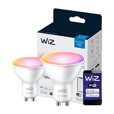 2x LED-Lampe GU10 4.7W = 50W 2200-6500K + RGB SMART WiFi WiZ