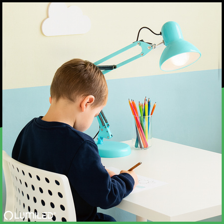 Schreibtischlampe E27, Zeichentisch-Schreibtischlampe mit Tischklemme Mint TOBI LUMILED