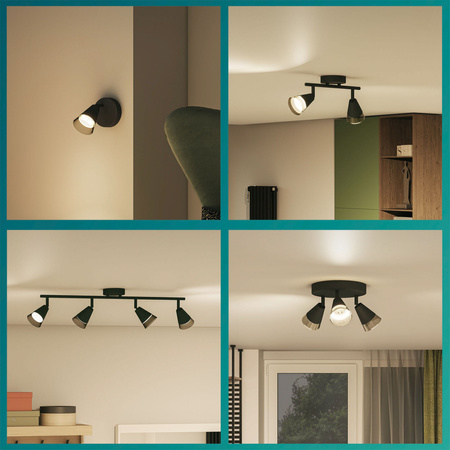 Reflektor-Deckenleuchte Aufbauleuchte 3x GU10 Schwarz Cleft Philips