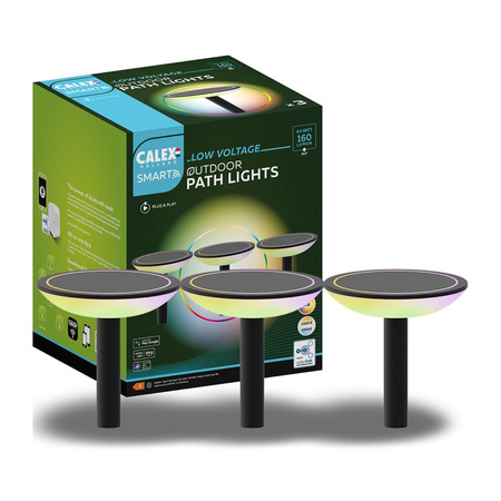 Set mit 3 bodenmontierten Gartenlampen 24V RGB+CCT Bluetooth MESH Smart TUYA CALEX