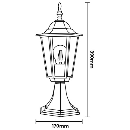 Gartenleuchte E27, Niedriger Pfosten Laterne 40cm Patina BELLIS LUMILED