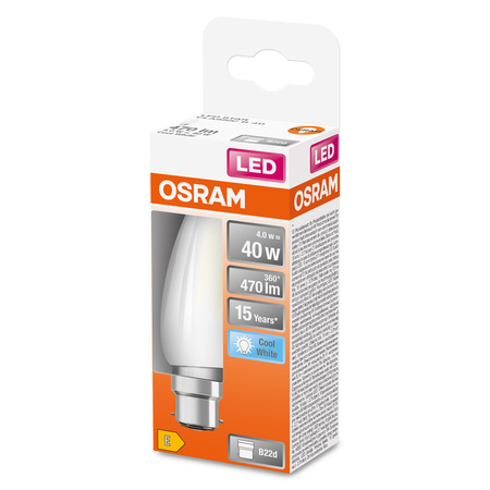 LED-Lampe B35 Kerze B22d 4W = 40W 470lm 4000K Neutral 300° Retrofit Glühfaden CLASSIC Osram
