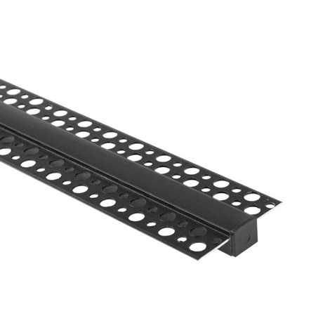 LED-Profil aus Aluminium für Gipskarton REGIPS Unterputz Schwarz 1m mit schwarzem Diffusor für LED-Streifen + Kappen Ecolight GP Serie