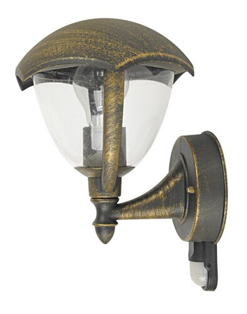 Gartenlampe LED Wandleuchte MIAMI E27 IP44 Aufwärtslaterne mit Bewegungsmelder Antikgold RABALUX