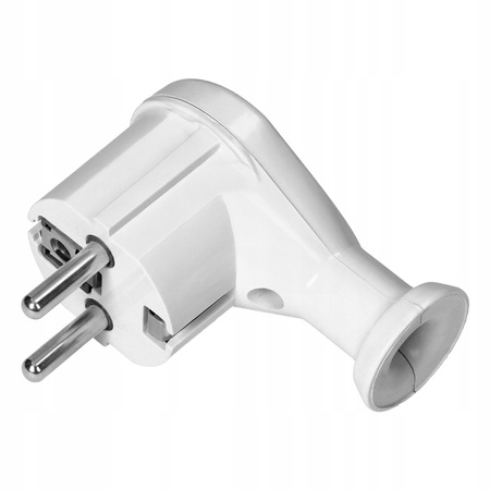 Winkelstecker 2P+Z UNI-SCHUKO-Stecker mit Erdung weiß ORNO