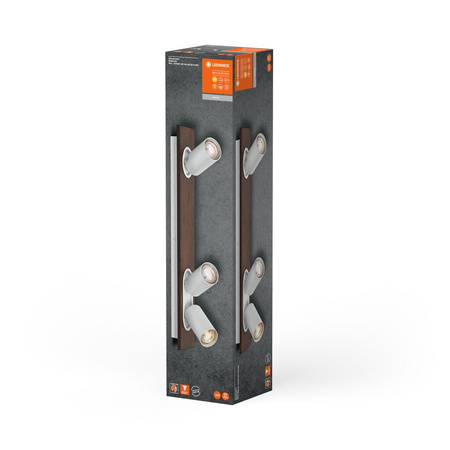 LED-Wand-Deckenleuchte LED-Reflektor 3-Punkt Dekoratives Holz 41W GU10 Weiß LEDVANCE