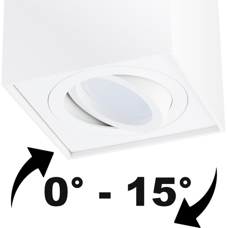 Halogen-Aufbauleuchte GU10, Aufbauspot 115mm beweglich Quadrat Weiß AMAT-L LUMILED