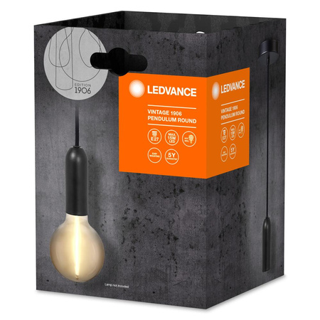 E27 Hängende Deckenleuchte Schwarz Vintage 1906 Pendel Ledvance