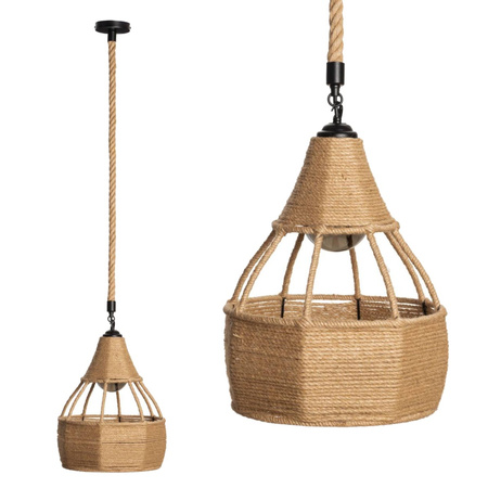 BOHO Hängelampe geflochtene Jute-Kelch-Laterne für LED-E27-Seil