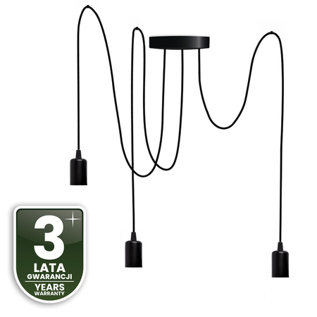 Pendelleuchte mit 3x E27-Sockeln einstellbare, Hängelampe Schwarz mit 3-fach Pendel Spinne Arane LUMILED