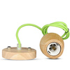 Hängeleuchte E27 Holzschirm mit grünem Kabel VT-7778 V-TAC