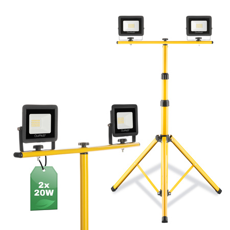 LED-Strahler 2x 20W, Arbeitslampe auf Stativ 4000K ZUNA LUMILED