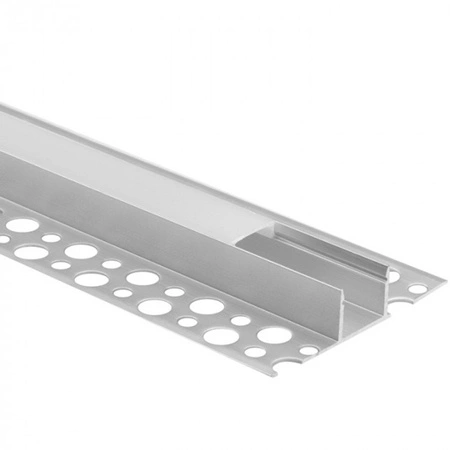 LED-Anbauprofil aus Aluminium für Gipskarton / Gipskarton 2m mit Milchglasdiffusor und Ecolight-Endkappen