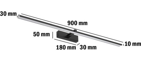 LED-Spiegelleuchte 18W, Badezimmer-Wandleuchte 1100lm Schwarz neutral 90cm VENUS LUMILED