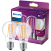 Set mit 2x LED-Glühbirne E27 A60 7W = 60W 806lm 2700K Warmfilament PHILIPS