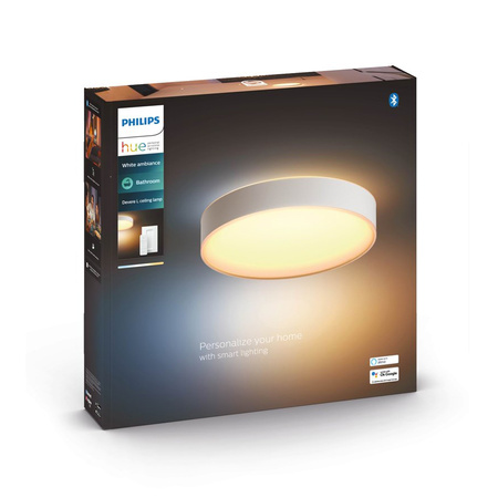 LED Plafond DEVERE Badezimmer Deckenanbauleuchte Weiß 33.5W 42.5cm IP44 CCT PHILIPS HUE Bluetooth + Dimmschalter