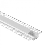 Aluminium-LED-Profil für Gipskartonplatten REGIPS breit flächenbündig eloxiert 1m mit mattiertem Diffusor für LED-Streifen + Endkappen Ecolight GPS-Serie