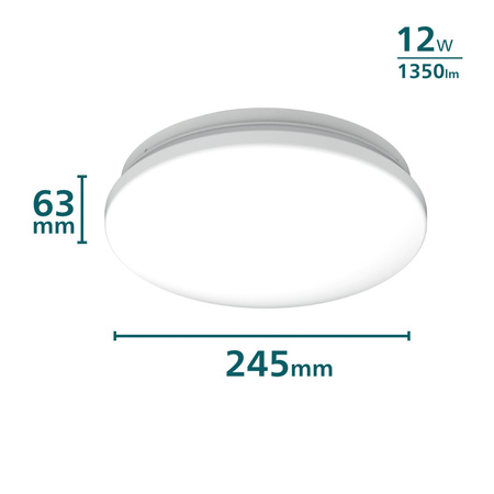 LED Plafond Deckenleuchte 12W 1350lm 2700K mit Dämmerungssensor Weiß Acuna Philips