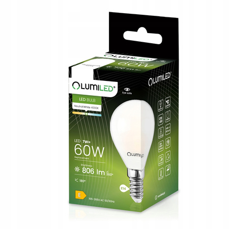 6x LED Lampen E14, Glühbirne P45 7W = 60W 806lm 360° 4000K Milch neutral Glühfaden LUMILED
