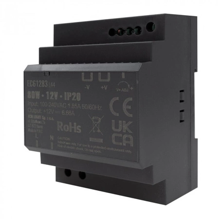 DIN-Schienen-Netzteil für LED-Streifen 80W 12V 6,66A IP20 PREMIUM Ecolight