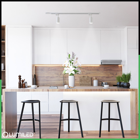 1m Stromschiene + 2x Schienenstrahler GU10 Weiß-Gold SAGI LUMILED