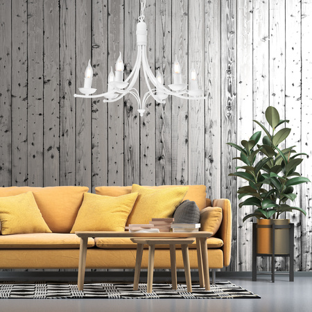 LUCY Hängelampe 6xE14 Kronleuchter Weiß Klassisch LM-6.153 Lamkur