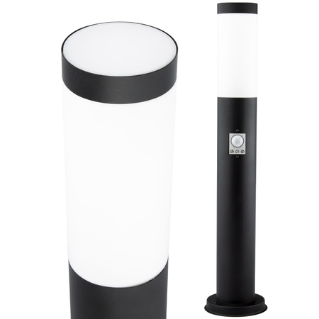 Außengartenlampe E27 BLACK POST 45 cm mit Bewegungs- und Dämmerungssensor