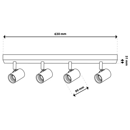 SPOT TUBA Deckenleuchte Reflektor Halogen Leuchte 4x E27 GLASA LUMILED