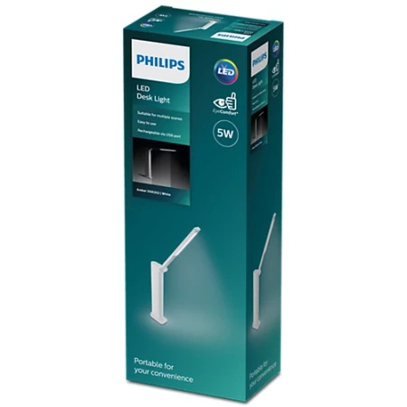 LED AMBER 5W 4000K Dimmbar USB Weiß PHILIPS Schreibtischlampe
