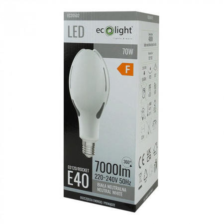 LED-Lampe E40 70W 7000lm 4000K Neutral Rocket Ecolight
