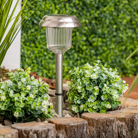 LED SOLAR Gartenlampe Chrom 6000K kaltweiß 41cm