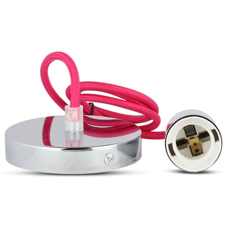 Pendelleuchte E27 Chromschirm mit rosa Kabel VT-7338 V-TAC