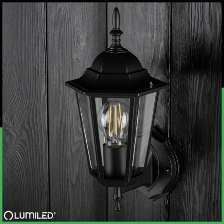 Wandleuchte Außen E27, Hängende Gartenlaterne Schwarz BELLIS LUMILED