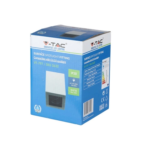 Spot-Deckenleuchte GU10 quadratisch satiniertes Nickel VT-797 V-TAC